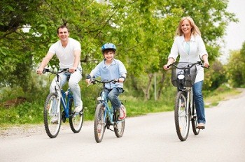 Happy renters riding bikes